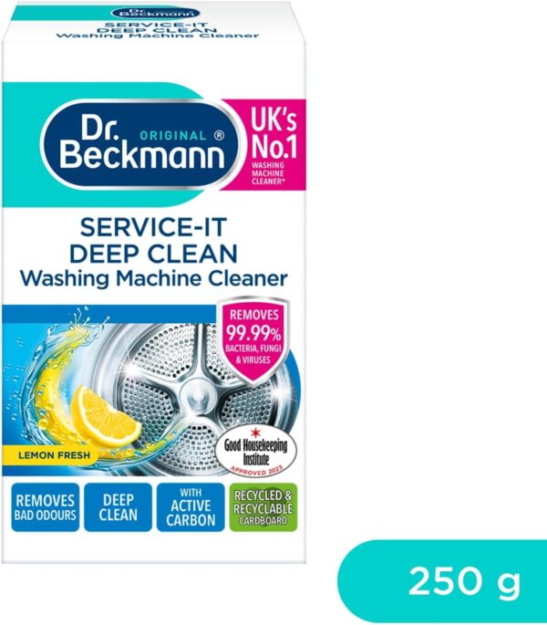 Dr. Beckmann Service-it Deep Clean Washing Machine Cleaner | Removes 99,99 % of bacteria and fungi and viruses | eliminates bad odours | 250 g