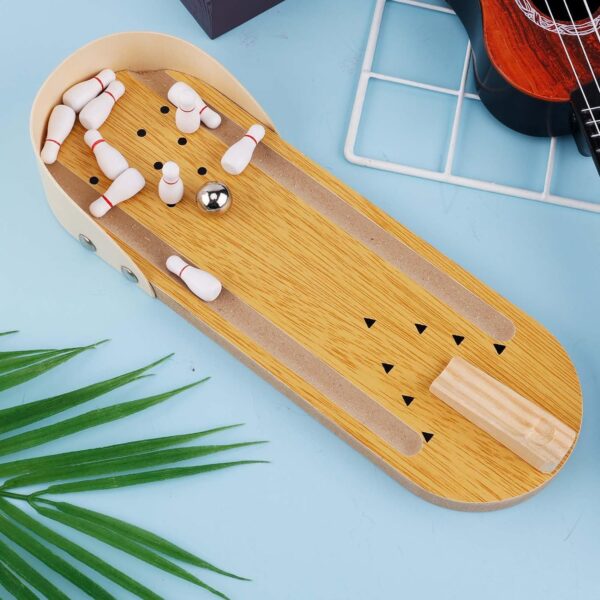 lasuroa Bowling Game, Bowling Toy Wooden Board Mini Arcade Tabletop Game Desktop Bowling Set Small Finger Toys for Men Women Teens Kids