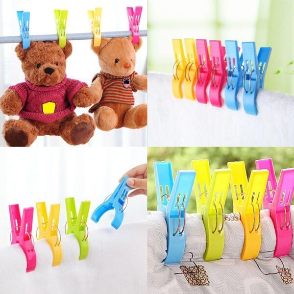 URAQT Beach Towel Clips, 8 Pcs Large Laundry Clip Towel Pegs, Bright Color Plastic Quilt Clips for Sunbeds, Sun Loungers, Pool Chairs, Laundry
