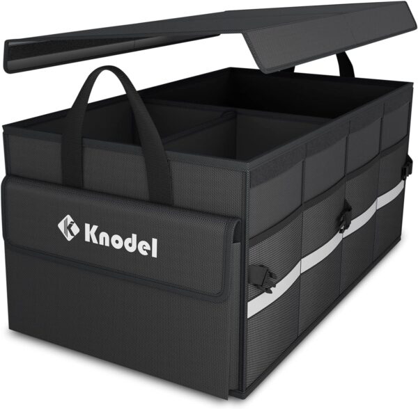 Knodel Car Boot Organiser with Foldable Cover, Car Boot Organiser Storage, Large Boot tidy for Car, Car Boot Storage Box and Bag, Boot Organiser for Small...