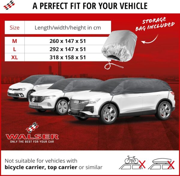 WALSER Car cover All Weather Basic, 100% weatherproof car cover, 100% waterproof car cover, car cover half garage size L grey